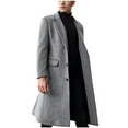 thumbnail image 2 of jjayotai Mens Tops Clearance Men's Casual Trench Coat Slim Fit Notched Collar Long Jacket Overcoat Single Breasted Soft Overcoat With Pockets, 2 of 8