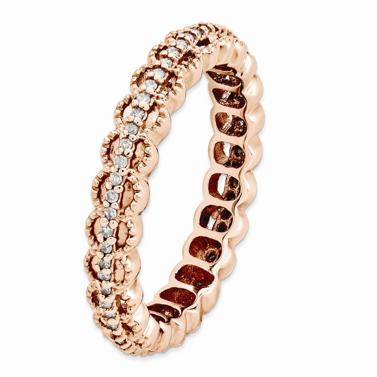 Sterling Silver Stackable Expressions Rose Gold Plated Carved Band Sterling Silver Stackable Expressions Rose Gold Plated Carved Band