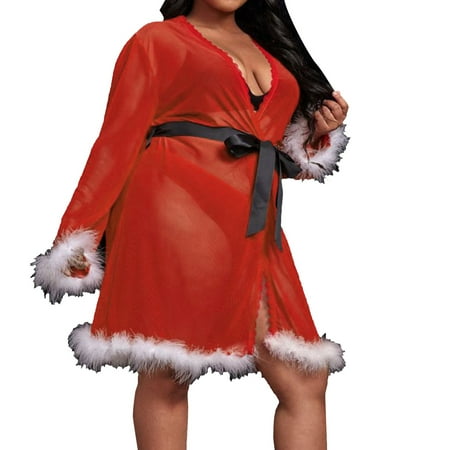 

B91xZ Lingerie For Women Thong Lingerie Women Nightdress Underwear Hollow Festival Red Set Christmas plus Size Lingerie Gowns 3x-4x Red 3X-Large