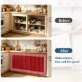 thumbnail image 5 of Red Geometric Cabinet Curtains 35"W x 35"L, White Greek Key Design Burlap Modern Art Sink Skirt for Bathroom Kitchen Self Adhesive, Desk Privacy Short Curtain for Under Sink Classroom Closet, 5 of 9