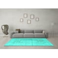 thumbnail image 3 of Ahgly Company Machine Washable Indoor Rectangle Abstract Turquoise Blue Contemporary Area Rugs, 5' x 7', 3 of 4