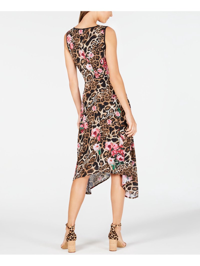 INC Womens Beige Printed Sleeveless V Neck Midi Trapeze Dress 4 -  Walmart.com