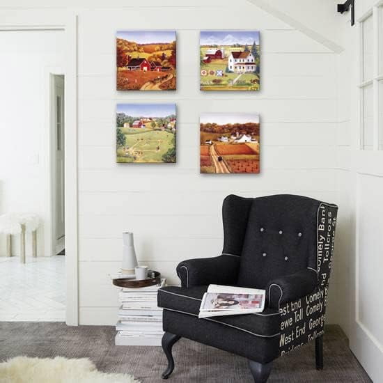 Rural Country Landscape Wall Art Set of 4 Countryside Scene