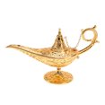 thumbnail image 2 of Lishi Aladdin Magic Genie Light Lamp Gold Metal Carved Wishing Pot Decor, 2 of 20