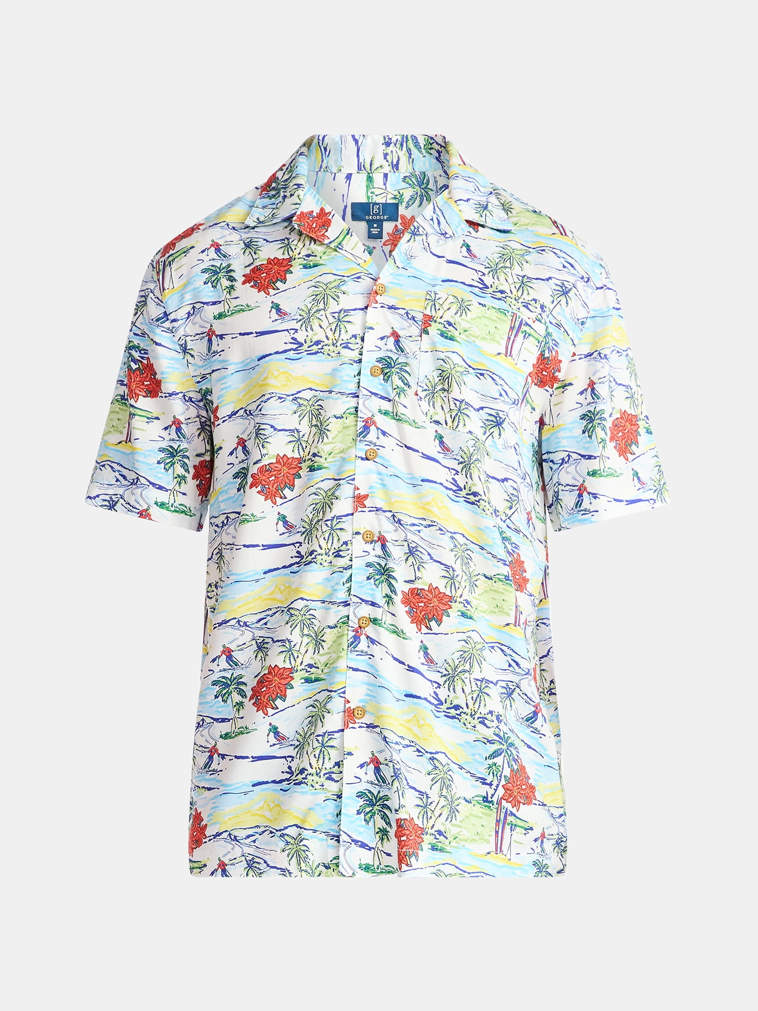 George Men's and Big Men's Holiday Camp Shirt, Sizes S-3XL