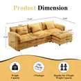 thumbnail image 3 of JONPONY 111" Cloud Couch,L Shaped Modular Sectional Sofa with Movable Ottoman, Deep Seat Sleeper Couches for Living Room,Chenille  Yellow, 3 of 8