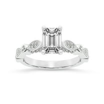 IGI Certified 1 Carat Emerald Shape Lab Grown Diamond Engagement Ring | 14K White Gold | Larisa Side Stone Diamond Ring | FG-VS1-VS2 Quality Friendly Diamonds