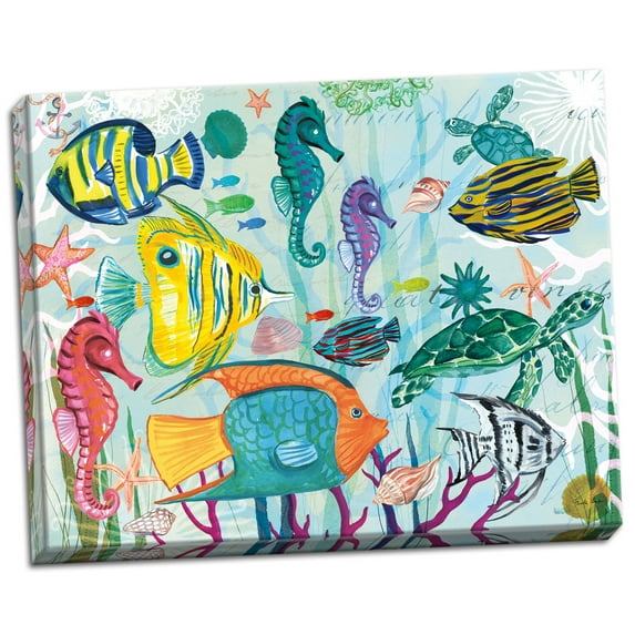 Gango Home Decor Contemporary Tropical Underwater V by Farida Zaman (Ready to Hang); One 20x16in Hand-Stretched Canvas