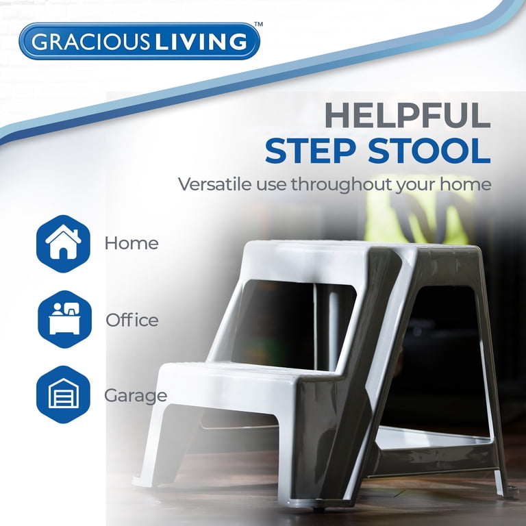 Gracious Living 2-Step Plastic Stool, 18
