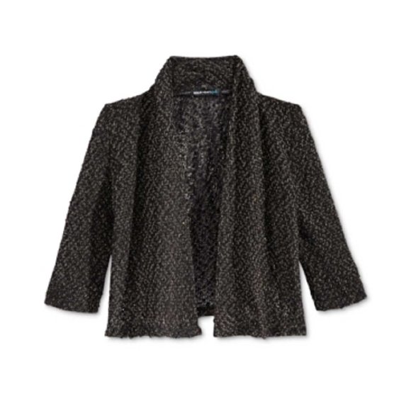 Sequin Hearts Knit Cardigan, Big Girls 7-16 Years (Black/Gold, Large)