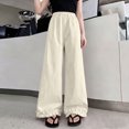 thumbnail image 6 of WAVSUF Girls Wide Leg Pants Elastic Waist Lightweight Ruffle Hem Daily Casual Pants Beige 15, 6 of 6