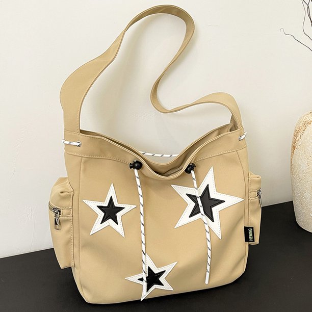 Star Hobo HOMBO Kawaii Purse Crossbody Cute Messenger Bolse Mujeres Drawstring Gran Capacidad Nylon Zipper para Estudiantes Adolescentes