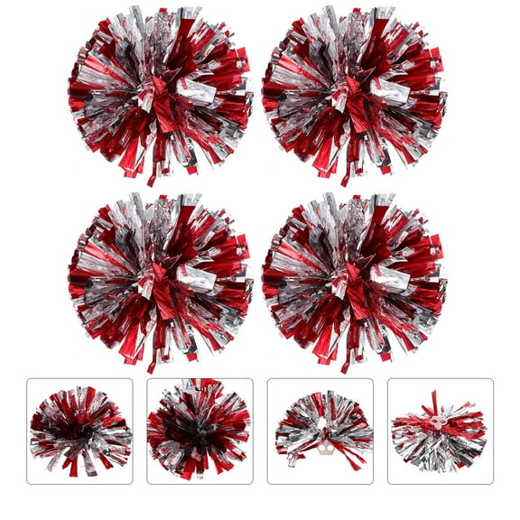 HEMOTON 4-Pack White Pom Poms for Cheerleading and Sports, Reusable Pompoms Bouquet Accessories for Games and Events