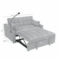 thumbnail image 4 of 3 in 1 Convertible Sleeper Sofa Bed, Velvet Loveseat Pull Out Couch with Charging, Dual Cup Holders and Phone Holder, Modern Futon Sofa Couch for Living Room, Light Grey, 4 of 9