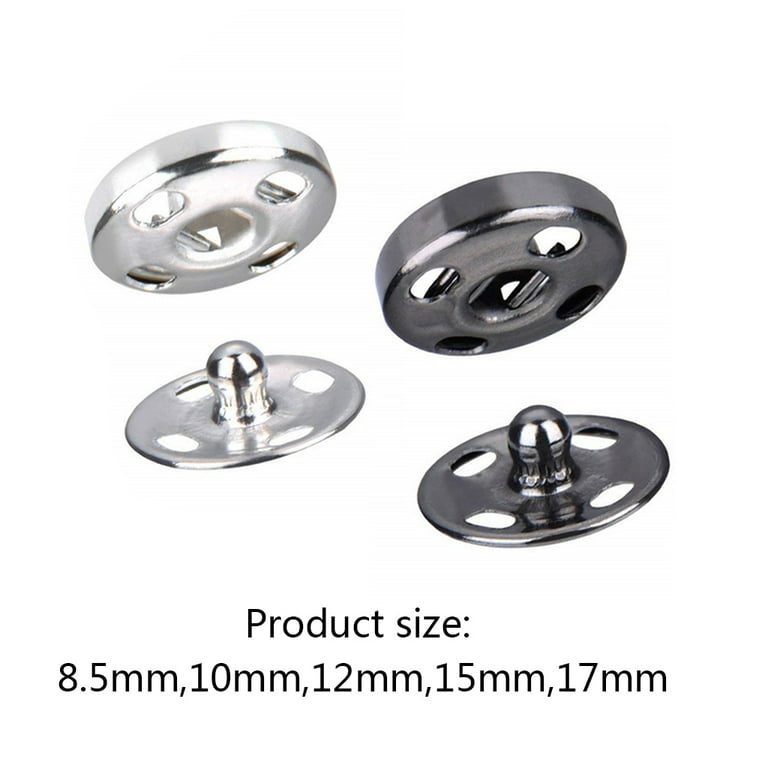 Sumind Sew-on Snap Buttons Metal Snap Fastener, Black and Silver, 10mm 100  Set
