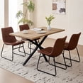 thumbnail image 6 of 55.1" Rectangle Dining Table for 2 4 Person, Small Mid Century Modern Kitchen Table with Metal Cross Legs for Restaurant, Apartment, Oak Dining Room Table for Meeting Study Room (Only Table), 6 of 8