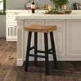 thumbnail image 2 of Furniture of America Quyra Solid Wood Indoor Saddle 30.5-inch Bar Stools, Brown and Black (Set of 2), 2 of 6