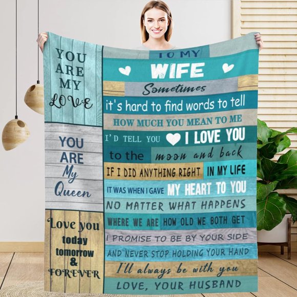 LHSHID Gifts for Wife to My Wife Blanket Gift Ideas Christmas Valentines Gifts for Wife from Husband Romantic for Wife Mother's Day Present for Her Soft Cozy Throw Blanket 60"x80"