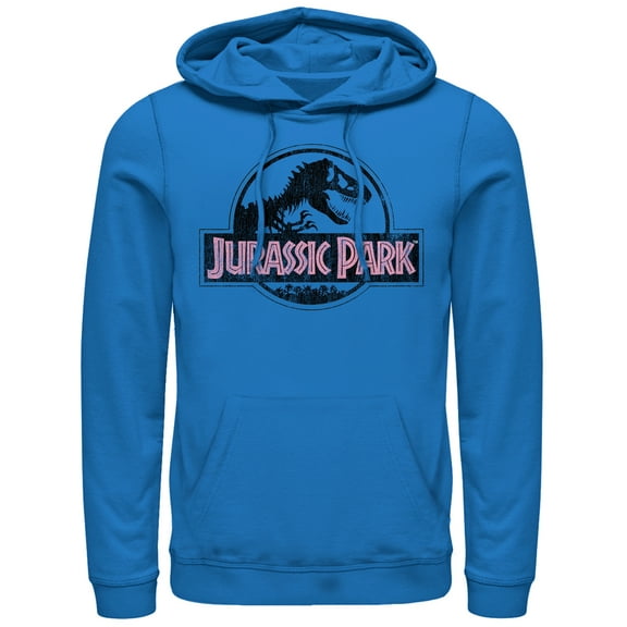 Men's Jurassic Park Vintage Logo Pull Over Hoodie Royal Blue Small