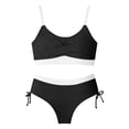 thumbnail image 4 of shoper Toddler Girls Swimsuit Girls Two Piece Swimsuit Color Bikini Top with Matching Bottoms for Teen Youth Black 13-14, 4 of 5