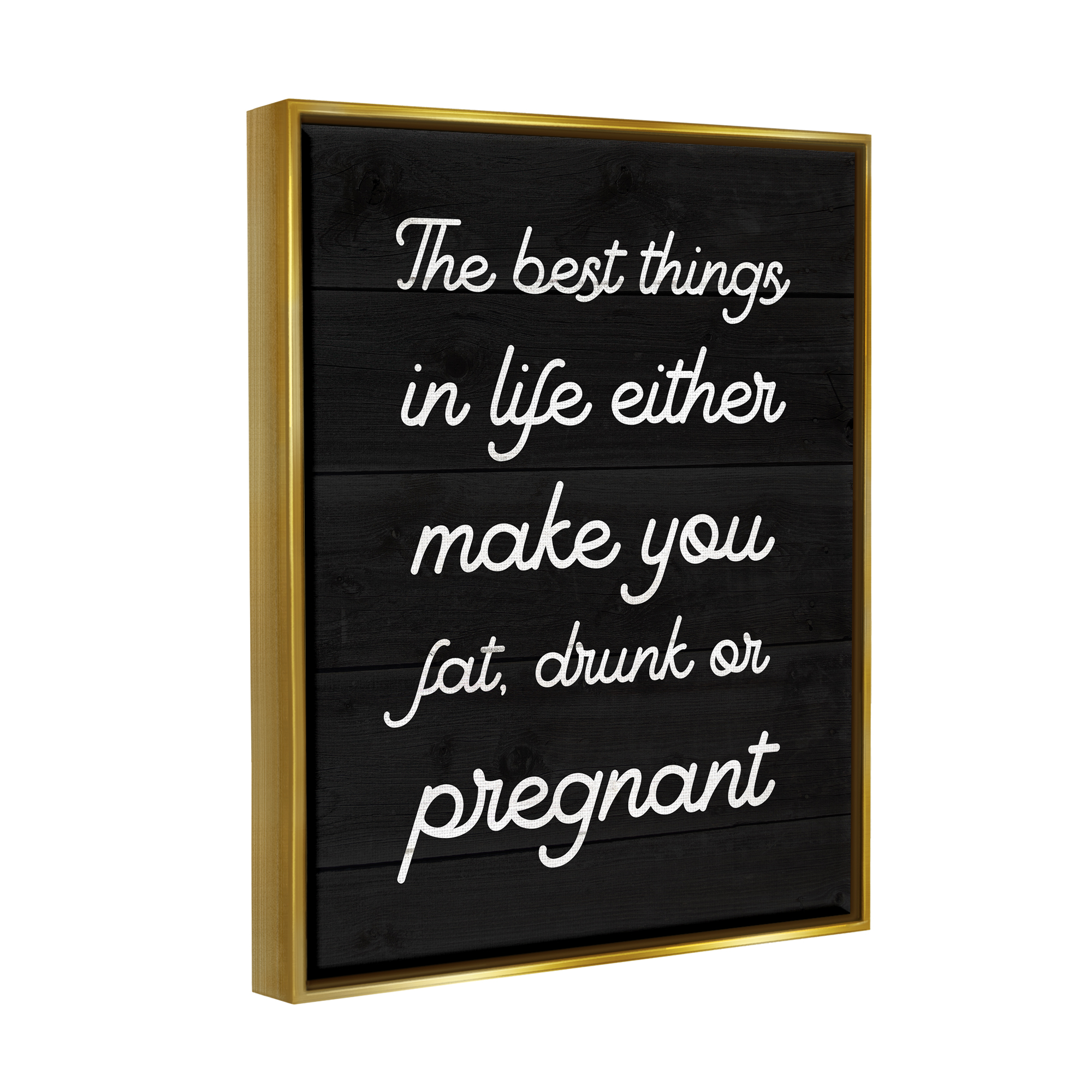Stupell Industries Funny Best Things In Life Inspirational Painting Gold Floater Framed Canvas Art Print Wall Art, 17 x 21