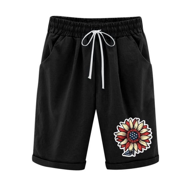 Pantalones Cortos Casuales Impresos de la Cintura Elástica con Bolsillos, Pantalones Casuales para Todo el Uso Diario de la Temporada