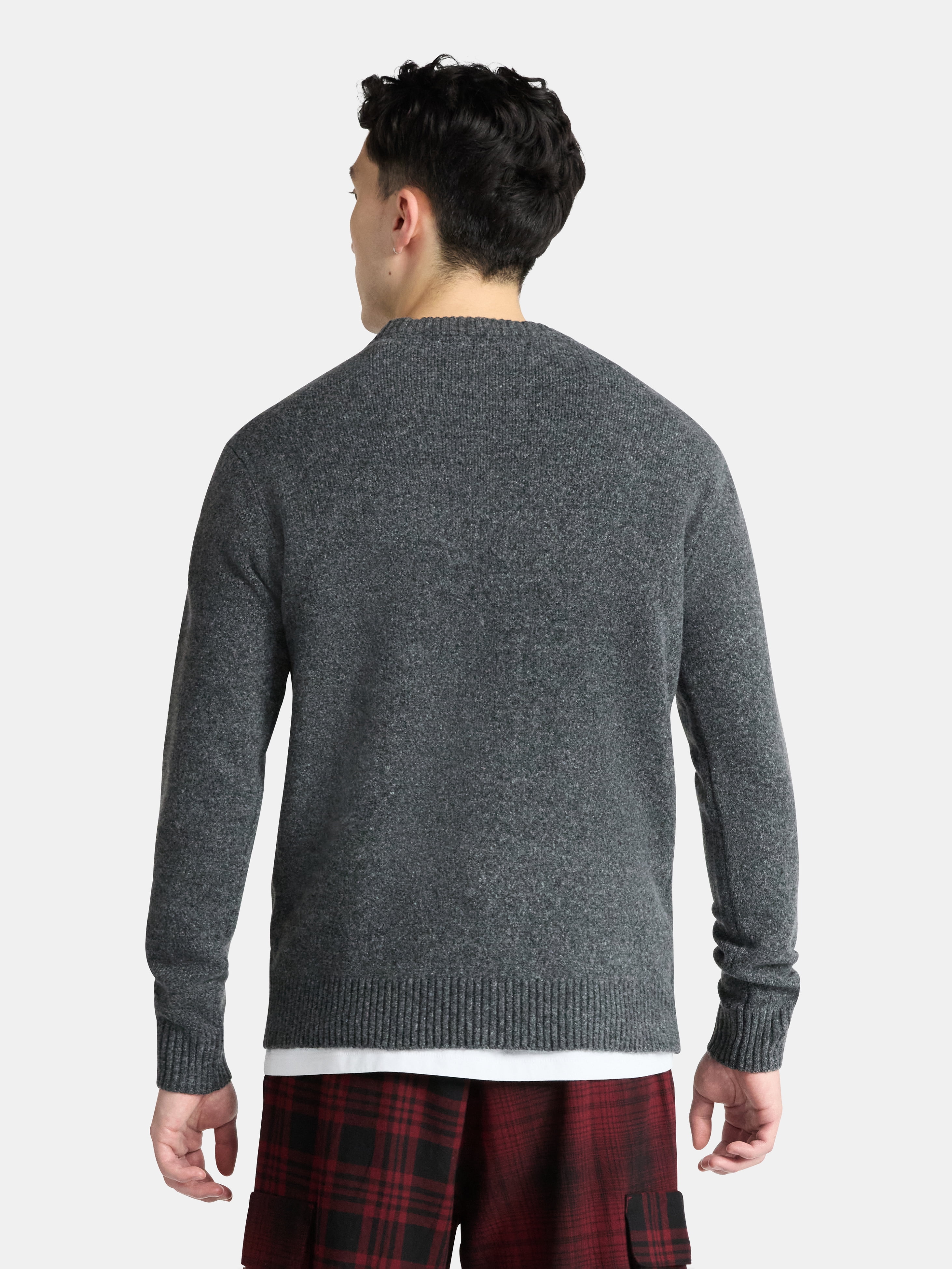 No Boundaries Crewneck Sweater with Long Sleeves, Men's