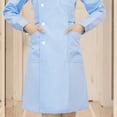thumbnail image 4 of WULMLEO Nurse Scrubs Dress for Women Formal Lapel Neck Long Sleeve Button Down Work Dress Comfy Nursing Uniform Blue XL, 4 of 5