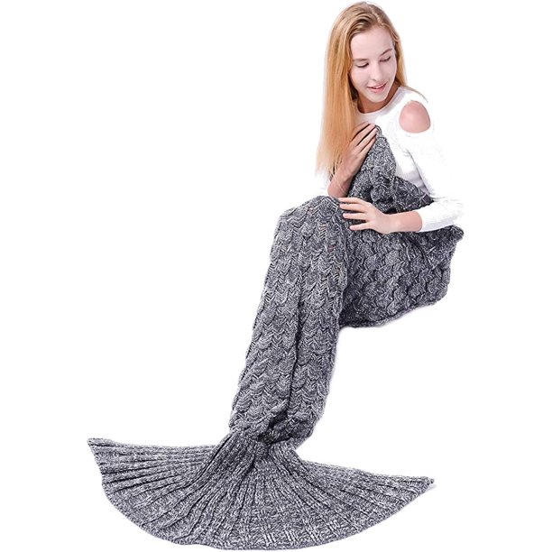 Gris, 195*95CM Idea de regalo de manta de cola de sirena: manta de sirena para niñas para sofá de sala de estar e idea de regalo Navidad, cumpleaños, día de San Valentín Sailing Electrónica