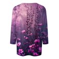 thumbnail image 4 of Womens Tops 3/4 Length Sleeve Womens Tops 2025 Fashion Three Quarter Sleeves Shirts Loose Plus Size T Shirts Floral Print Outfits Shirts for Women, 4 of 5