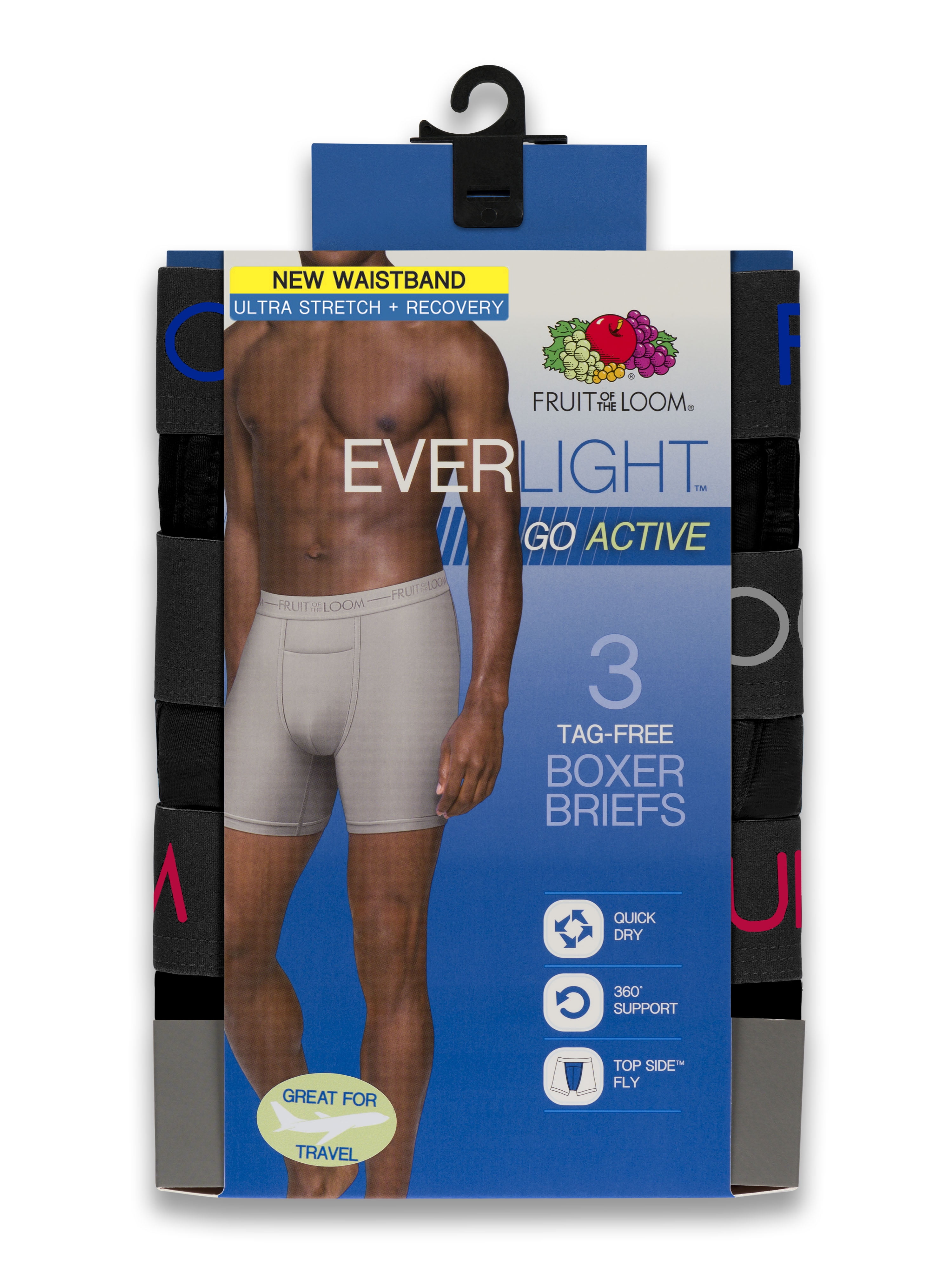 fruit of the loom men's everlight go active boxer briefs