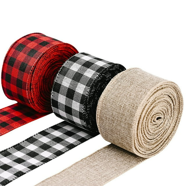 3 piezas coloridas nuevas decoraciones navideñas cinta a cuadros de 5 metros cinta a cuadros roja y negra cinta blanca y negra decoración de árbol Sailing Electrónica
