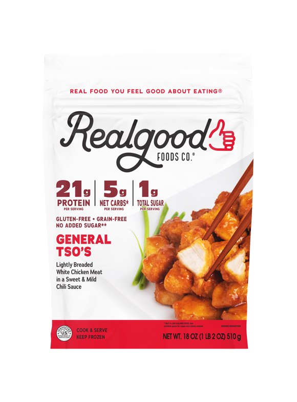 Realgood Foods Co. General Tso's Chicken, Gluten-Free, 18 oz Regular Bag (Frozen)