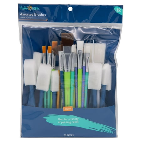 Assorted Multicolor Craft Brush & Foam Set, 50pcs, Hello Hobby
