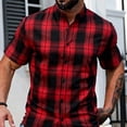 thumbnail image 5 of COSFO Work Short Sleeve Button Down Men Plaid Summer Shirts Collared Casual Loose Fit Tops, 5 of 8