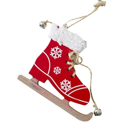 Snowflake Pattern Wooden Sleds Boots Christmas Xmas Tree Hanging Pendant