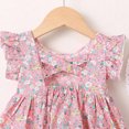 thumbnail image 2 of vdgthytj Summer Outfit Toddler Baby Girl Dress Ruffle Sleeve Floral Printed Party Beach Sundress with Hat, 2 of 9