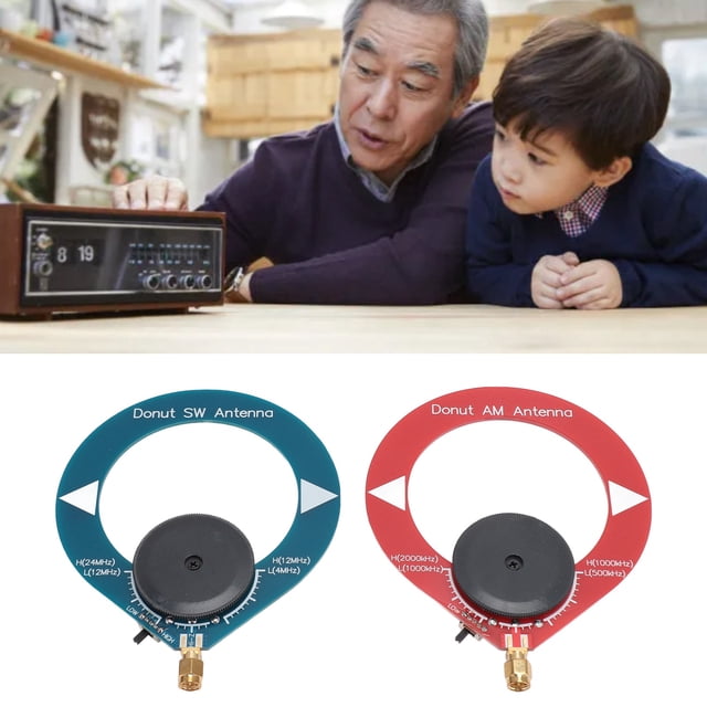 Antenne Donut AM, Connecteur Mâle SMA Antenne Intérieure de Remplacement Ondes Courtes pour Récepteur Home Cinéma