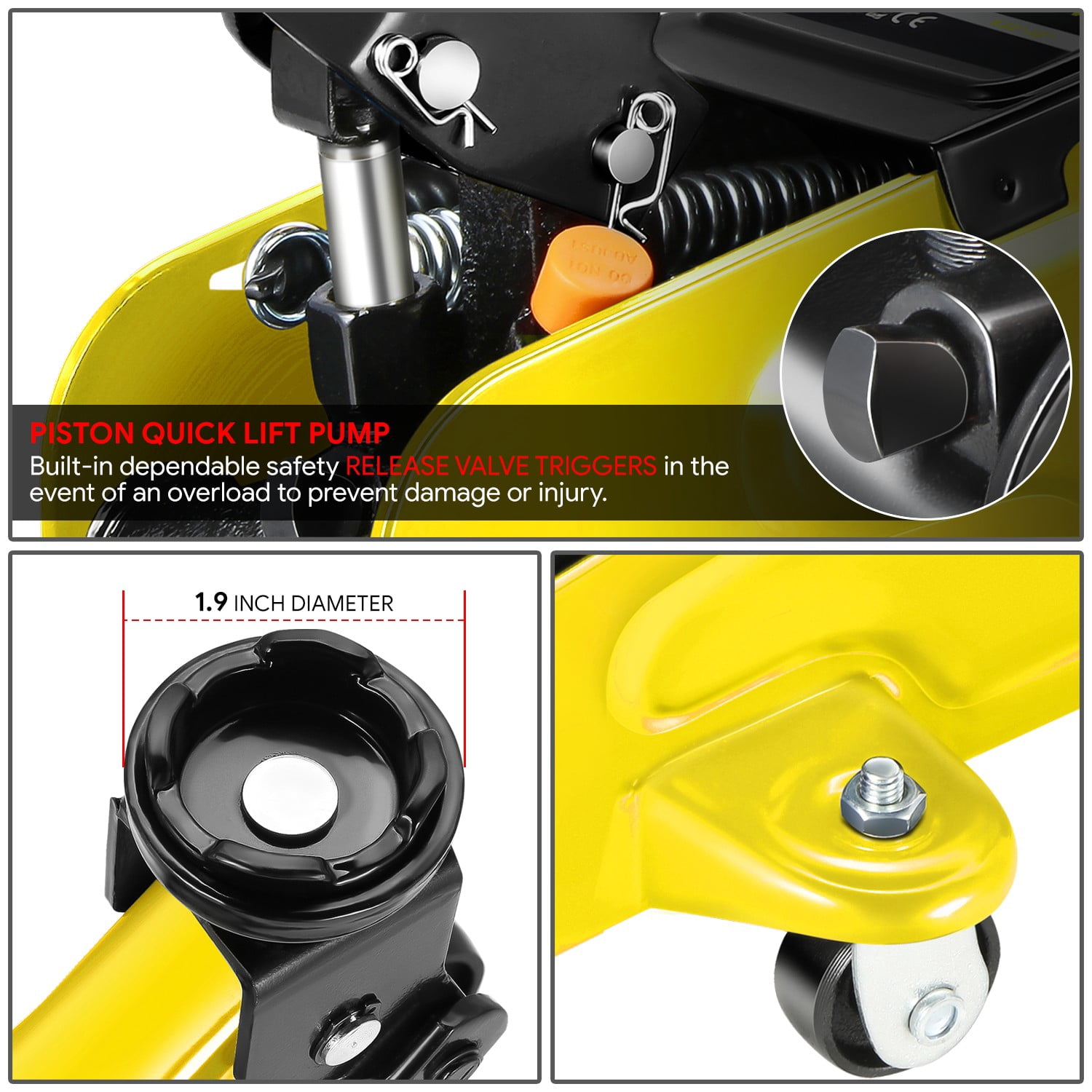 2 Ton 4000lbs Hydraulic Trolley Floor Lift Jack Stands Combo Lifting Car Yellow