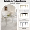 thumbnail image 4 of 52.7" Rectangular Clear Tempered Glass Dining Table for 4 People, Modern Kitchen Table with Irregular Stainless Steel Legs, Dining Table for Small Space, Apartment Studio, Home Office, 4 of 7