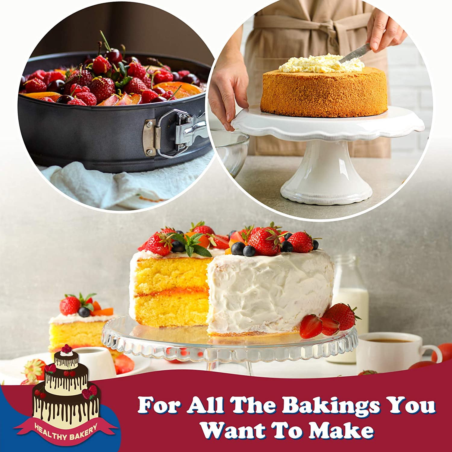 CHUZHOMU 10 Inch Springform Pan Non-Stick Cheesecake Pan with Removable  Bottom Leakproof Round Cake Baking Pan Bakeware Springform Cake Pan