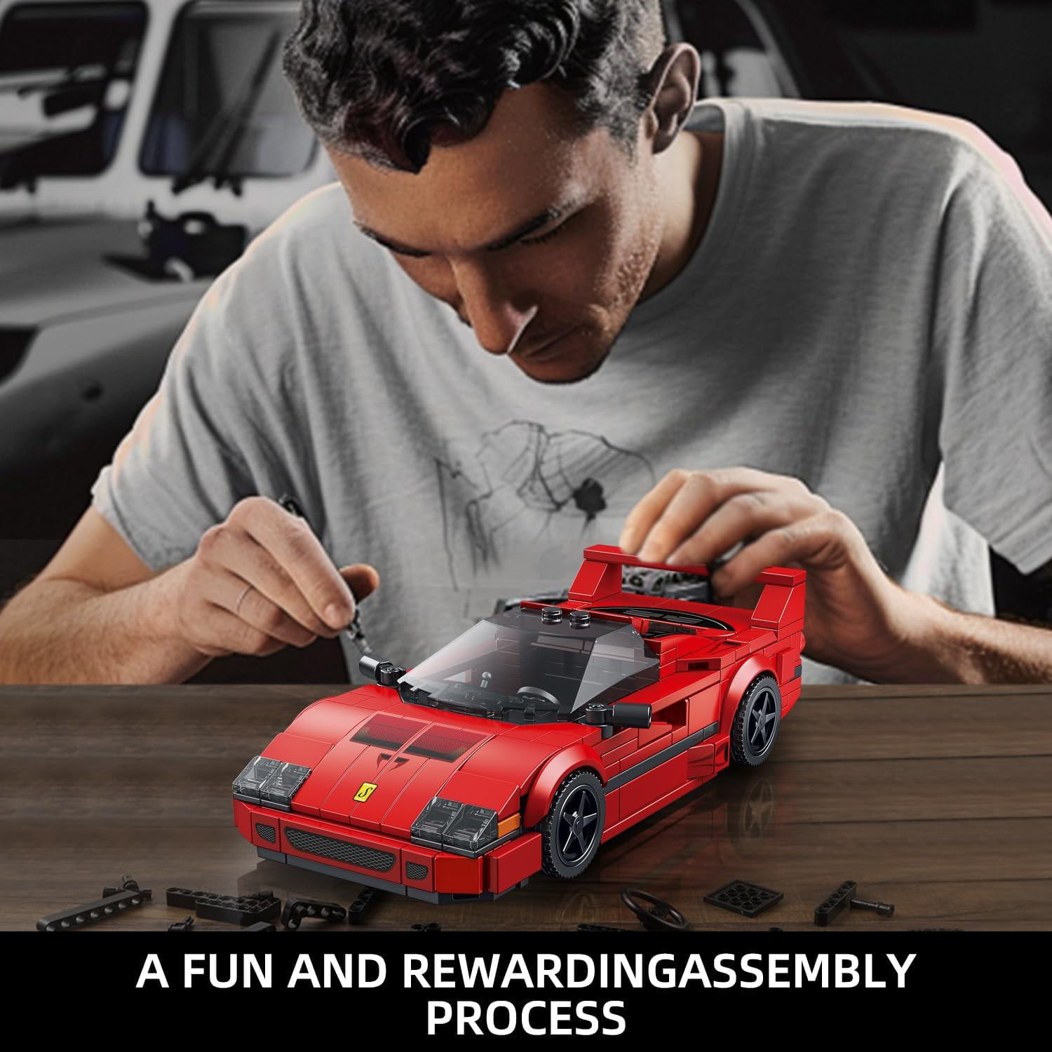 Car Building Kit with Display Case, Cool Collectible Model Super Race Car Building Blocks Set, 1:24 Scale Collectible Model Cars Set for Sports car Lovers 322PCS