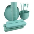 thumbnail image 2 of 32 Pcs Ustensiles de Voyage, Ensemble de Couverts Portables Réutilisables de 8,85 Pouces, Inclut Fourchette Cuillère Baguettes avec Assiette, 2 of 9