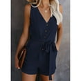 thumbnail image 1 of Womens Halter Neck Sleeveless Floral Print & Solid Rompers Jumpsuits, 1 of 3