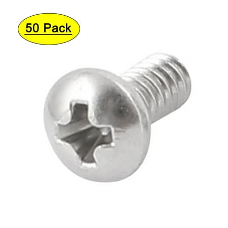 

50 Pcs #4-40 x 1/4 Stainless Steel Truss Head Machine Screws 8mm Long