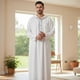 thumbnail image 4 of Unqiue Style Islamic Thobe Men Long Sleeve Garment Easy Care Acetate Robe Travel Friendly Religious Occasion Clothing White XXL, 4 of 5