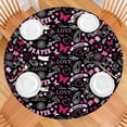 thumbnail image 2 of Black Breast Cancer Round Fitted Tablecloth with Elastic Edge,Dining Table Cover Waterproof,Outdoor Round Tablecloth for Camping,Dining,Indoor and Outdoor, 2 of 7