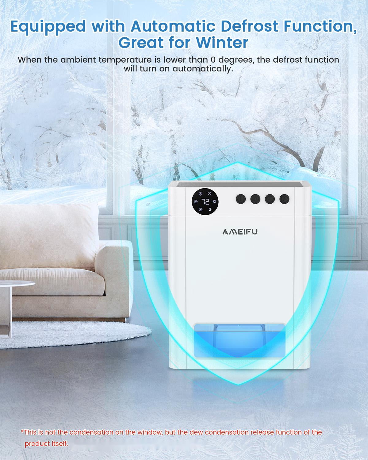 AMEIFU 4L Dehumidifier for 1000 Sq.ft, Quiet Dehumidifier with Auto Shut off & Auto Defrost