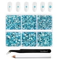 thumbnail image 1 of Beadsland 4300pcs Flatback Rhinestones kit for Crafts mixed 6 Sizes，SS6-SS20, aquamarine, 1 of 4