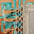 thumbnail image 6 of SAFAVIEH Sahara Philander Geometric Squares Area Rug, Rust/Aqua, 5' x 8', 6 of 9